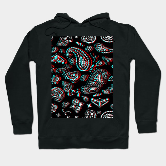 Paisley Pattern - Black & Red Glitch Hoodie by Brooding Nature Design